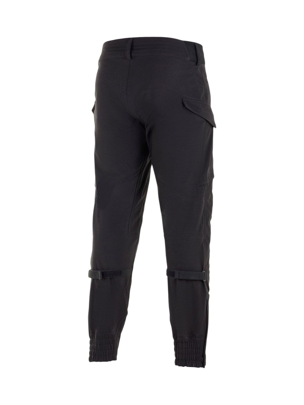 Alpinestars Juggernaut Wasserdichte Hose, urbane Herren-Motorradhose, Schwarz, Softshell-Material mit Wadenverstellern und elastischen Bündchen, Rückansicht.