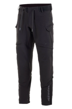 Pantalon imperméable Alpinestars Juggernaut, pantalon de moto, noir, construction en softshell avec membrane imperméable, ouvertures de ventilation aux cuisses, poches cargo zippées, taille élastiquée avec cordons de serrage et chevilles élastiquées, équipement de conduite urbaine
