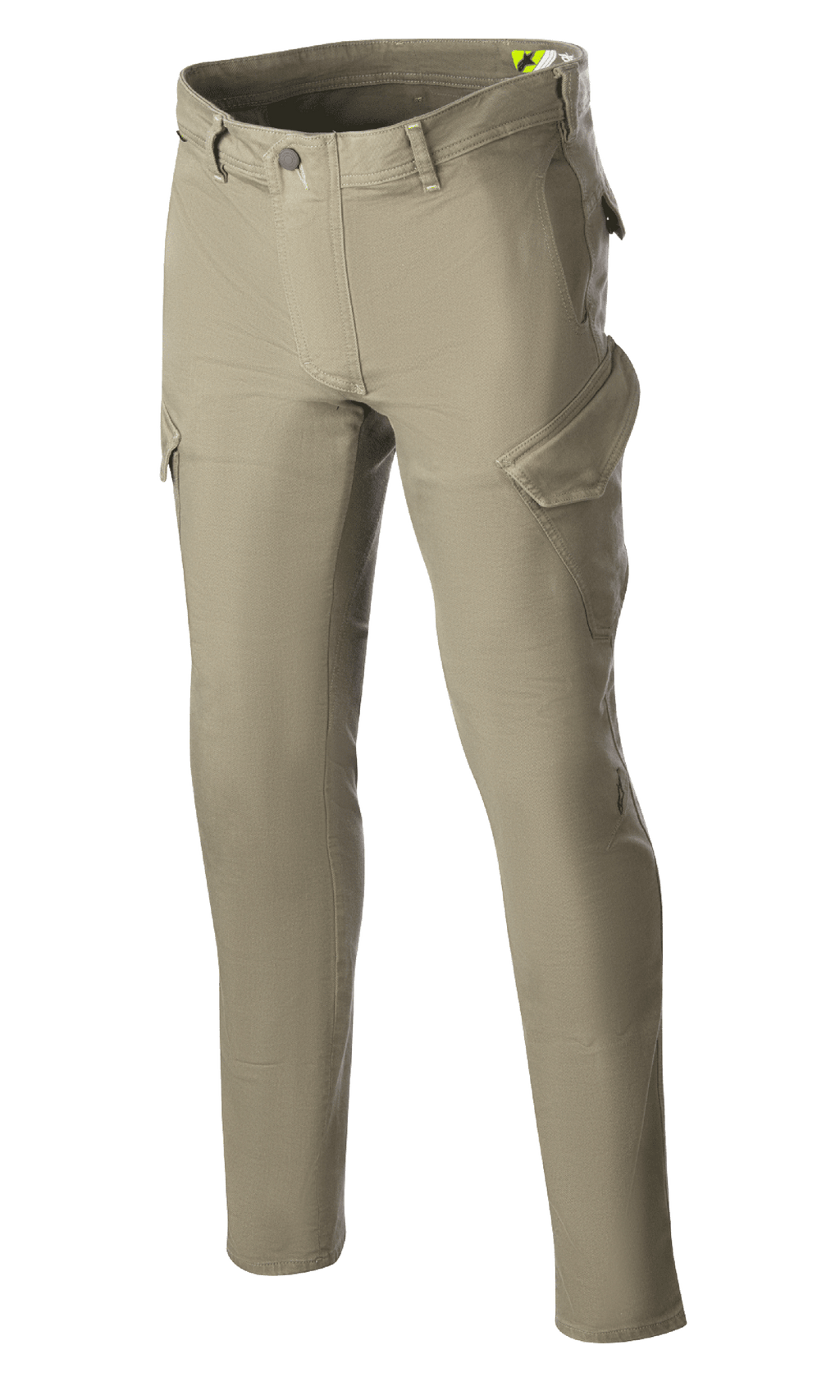 Alpinestars Caliber Slim Fit Tech Riding Pants, Motorcycle Riding Pants, Military Green, slim-fit silhouette with combat-style cargo pockets, stretch Cordura denim fabric, belt loops, and functional design for urban and road riding