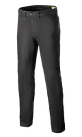 Alpinestars Stratos Regular Fit Tech Riding Pants, pantalon de moto, gris anthracite, design de style jogger décontracté avec jambe fuselée, fermeture boutonnée à la taille, boutons-pression ajustables aux chevilles, conçu en denim Cordura pour un style urbain.