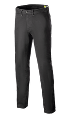 Alpinestars Stratos Regular Fit Tech Riding Pants, pantalon de moto, gris anthracite, design de style jogger décontracté avec jambe fuselée, fermeture boutonnée à la taille, boutons-pression ajustables aux chevilles, conçu en denim Cordura pour un style urbain.
