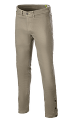 Alpinestars Stratos Regular Fit Tech Riding Pants, motorrijbroek, militair groen, voorzien van een toelopend ontwerp, knoop- en ritssluiting, riemlussen en verstelbare knopen bij de enkels
