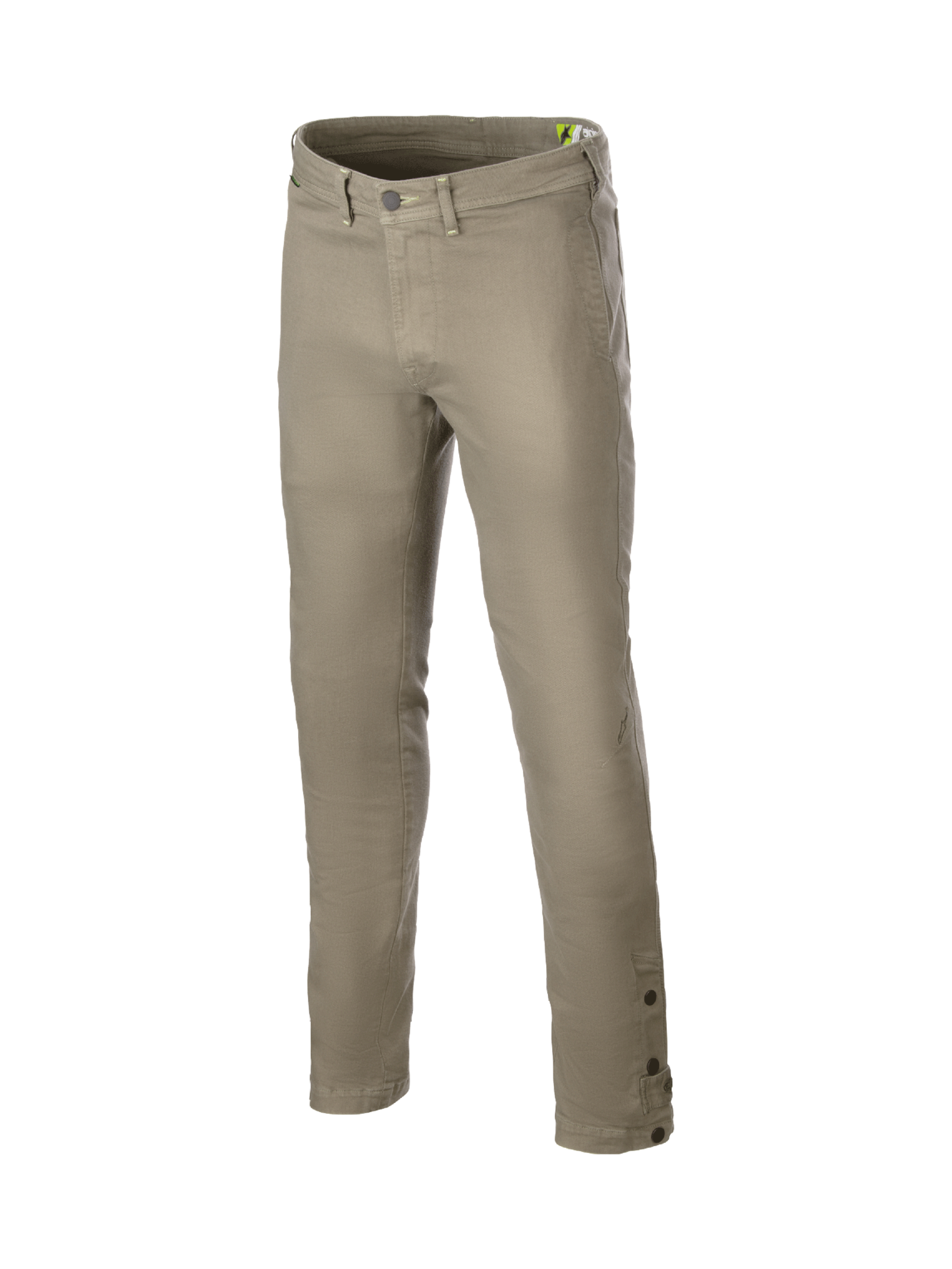 Alpinestars Stratos Regular Fit Tech Riding Pants, military green and gray urban motorcycle pants in stretch Cordura denim.