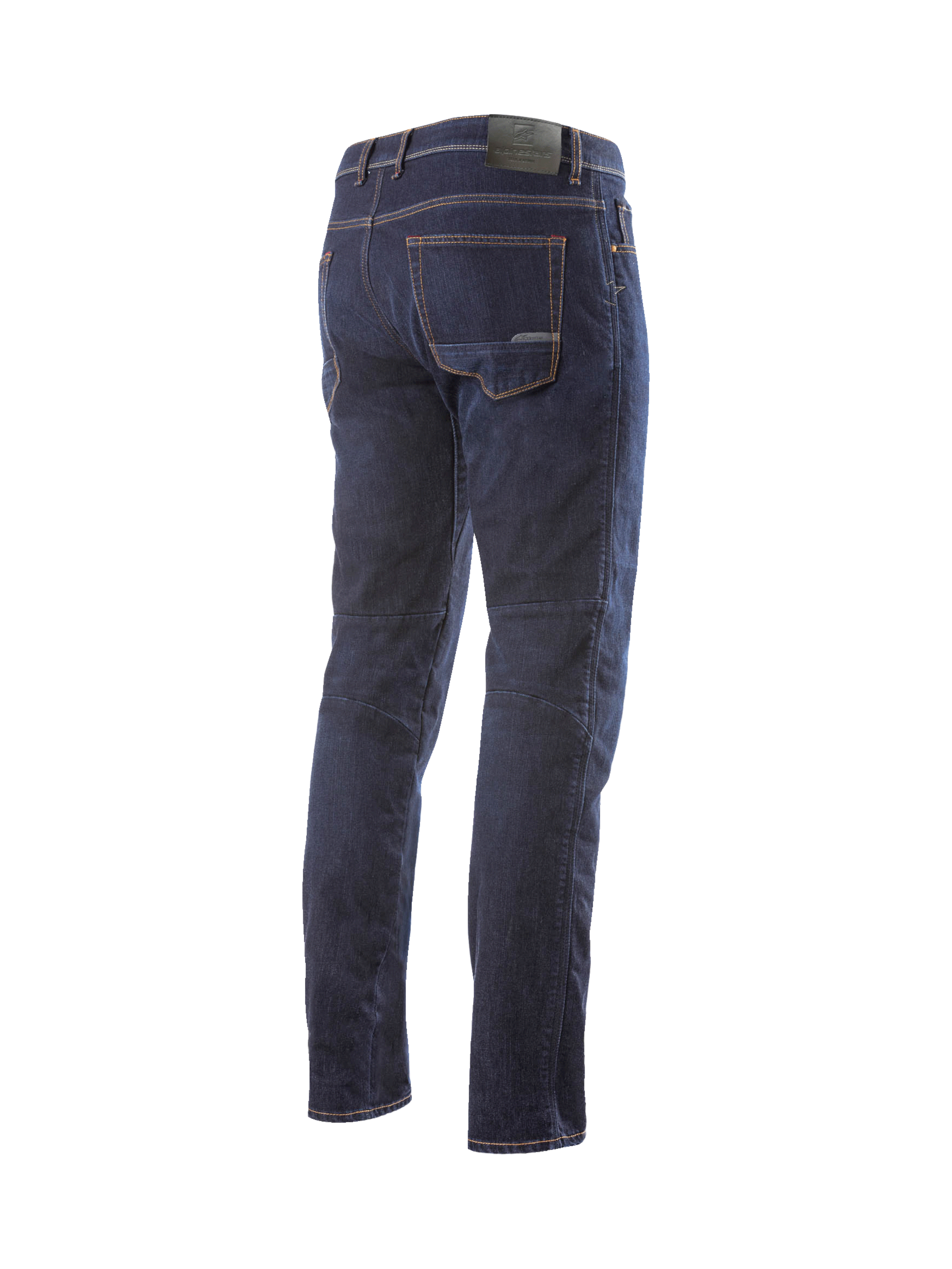 Alpinestars Radium Jeans, dunkelblaue Herren-Motorradjeans aus Cordura-Stretch-Denim, Regular Fit, Rückansicht.