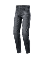 Alpinestars Pantalon Denim Sektor Coupe Standard, pantalon de moto pour homme, noir lavé, denim extensible avec protections de genoux Nucleon Plus et renforts en aramide
