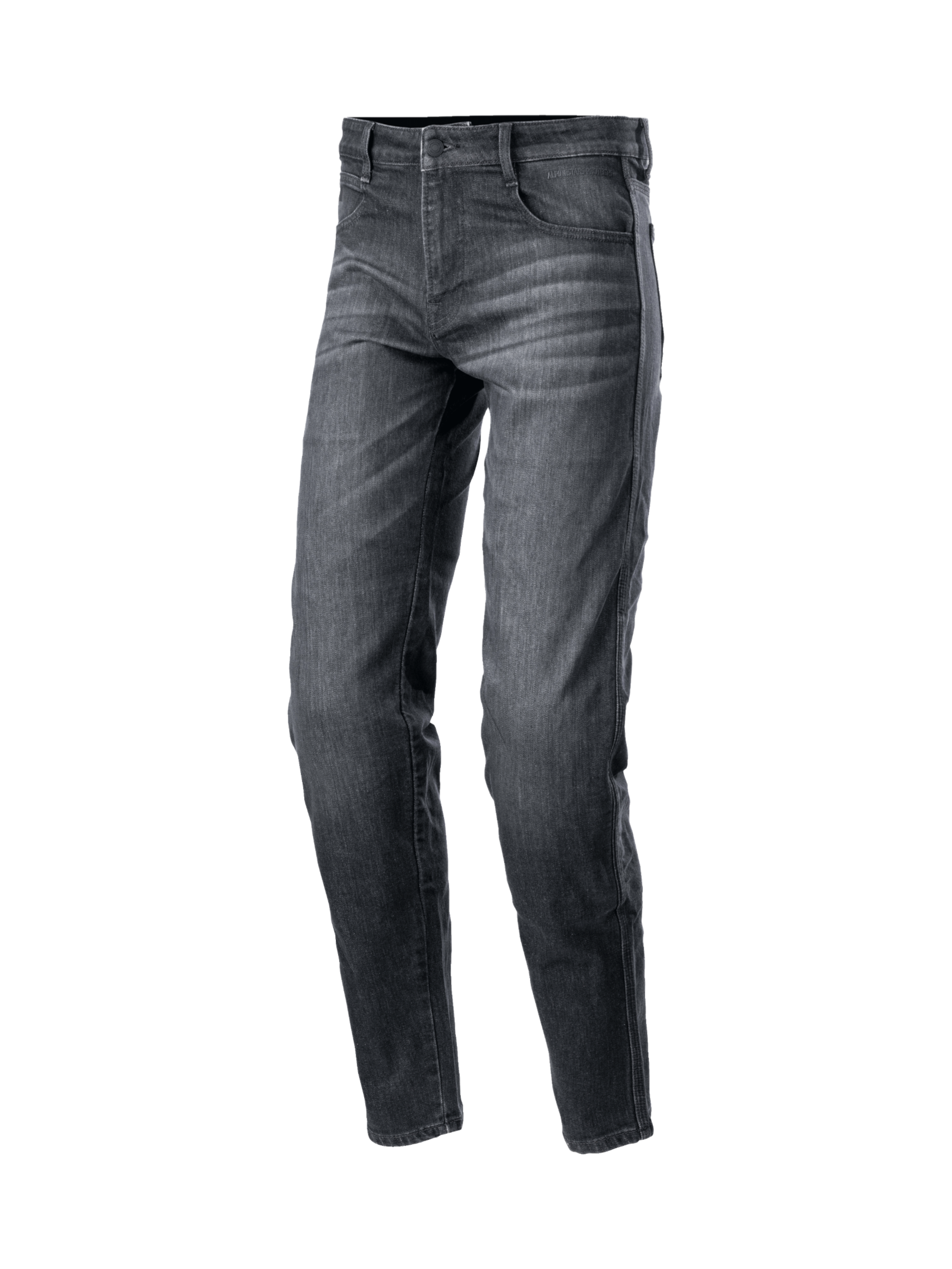 Alpinestars Sektor Standaard Fit Denim Broek, zwart gewassen herenmotorbroek met Nucleon Plus kniebeschermers.