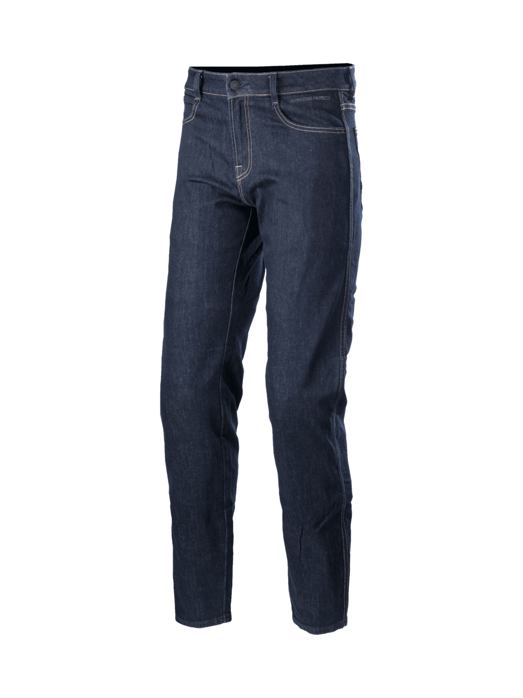Alpinestars Sektor Regular Fit Jeans-Hose, Urban-Motorradjeans in Mittelblau mit Dreifachnähten, Stretch-Denim und CE-zertifiziertem Schutz.
