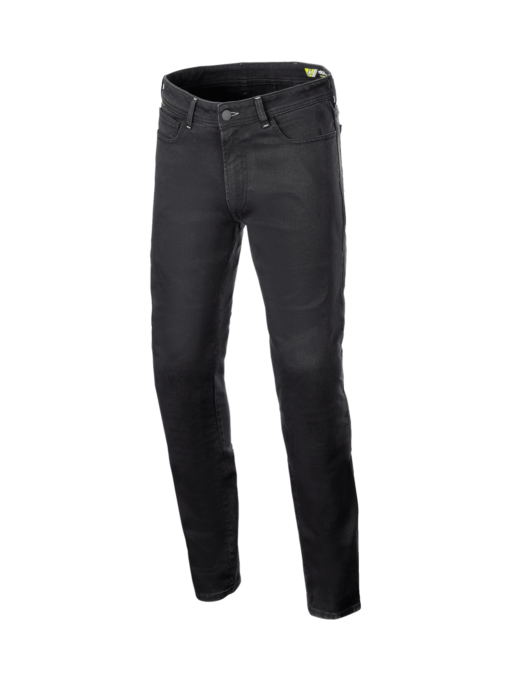 Alpinestars Copper V3 Denim broek, zwarte heren motorjeans van stretch denim met aramide en CE-gecertificeerde bescherming.