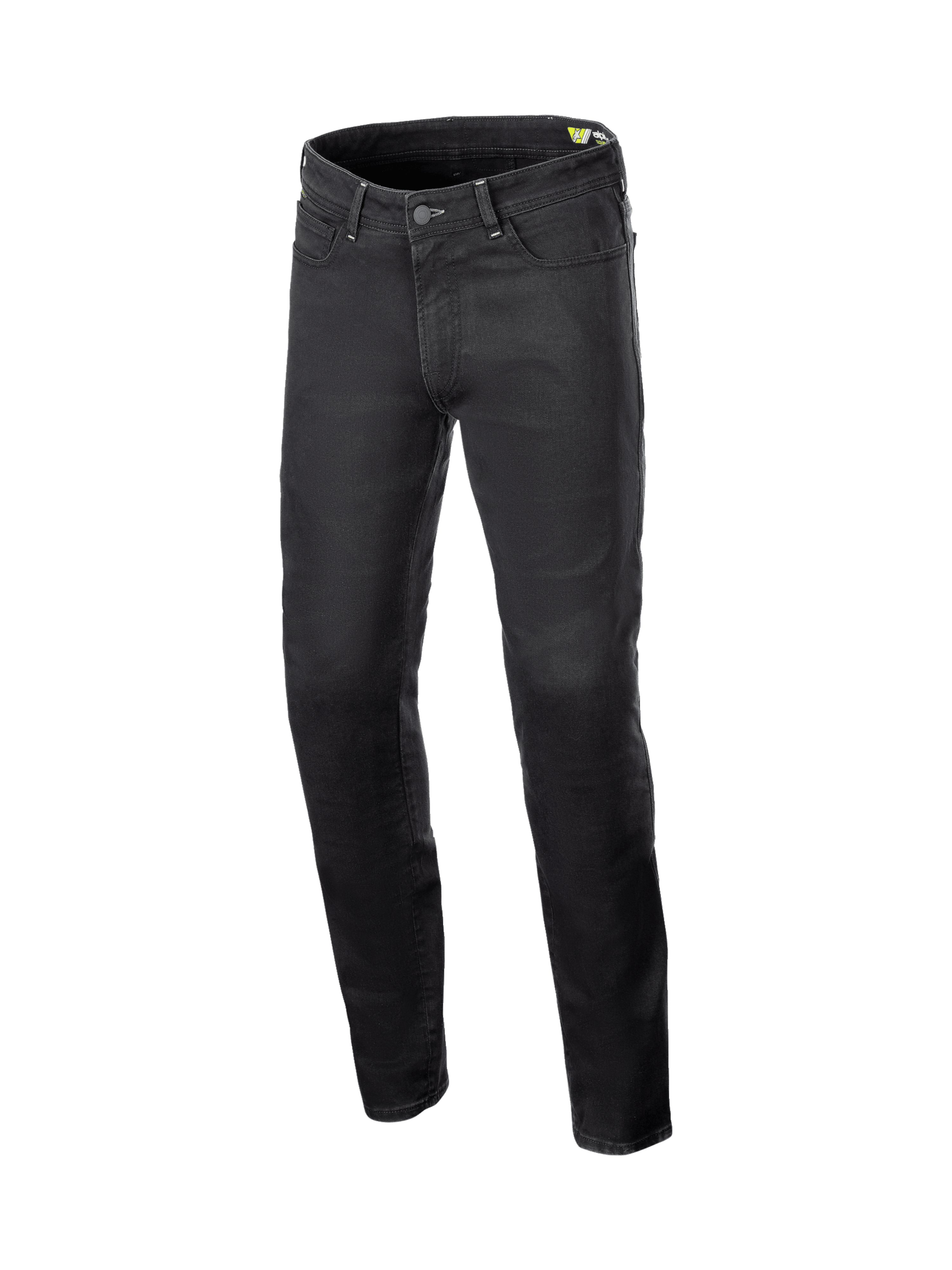 Alpinestars Copper V3 Denim broek, zwarte heren motorjeans van stretch denim met aramide en CE-gecertificeerde bescherming.