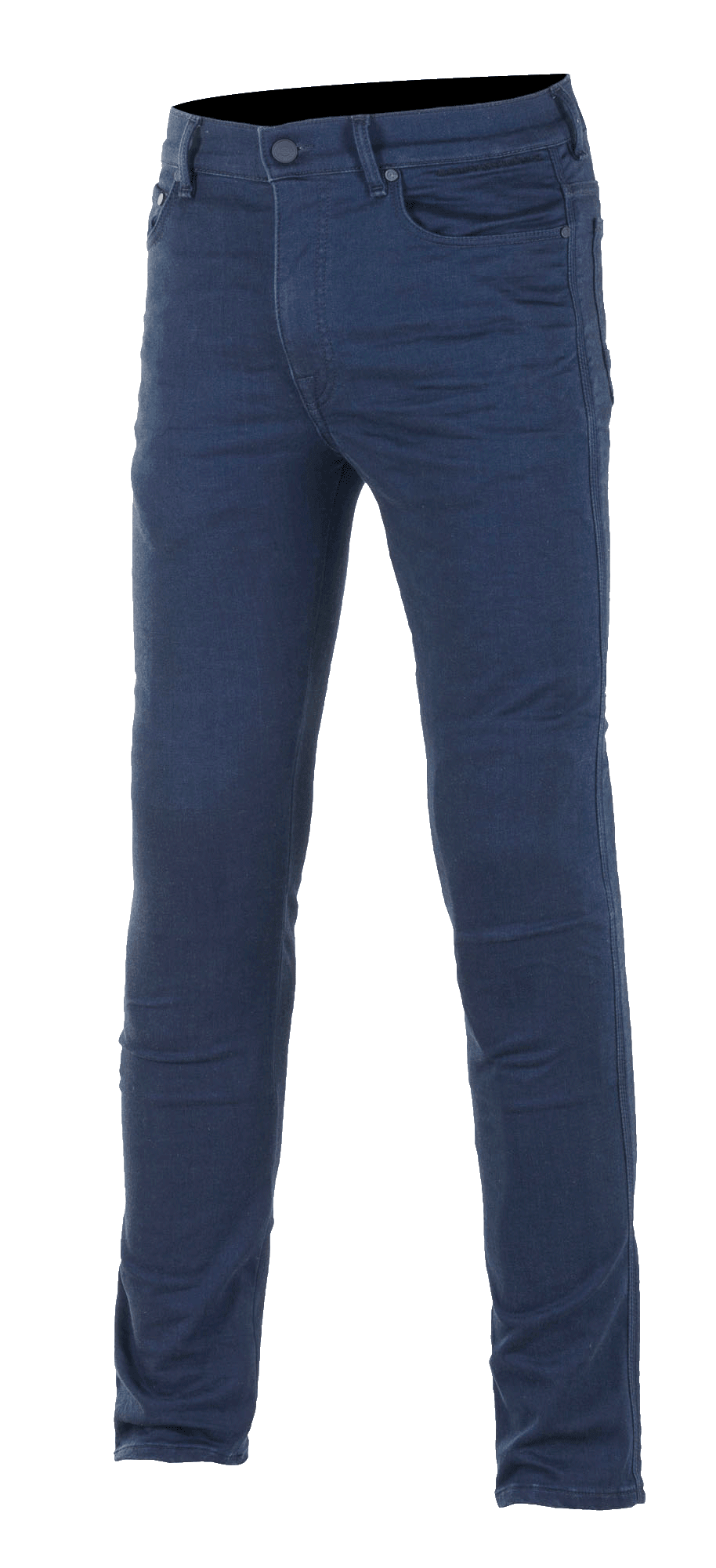 Alpinestars Cerium Tech Stretch Riding Denim, motorjeans, donkerblauw, slim fit, vijf-zakken ontwerp met knoop- en ritssluiting, riemlussen, stretchstof voor rijcomfort