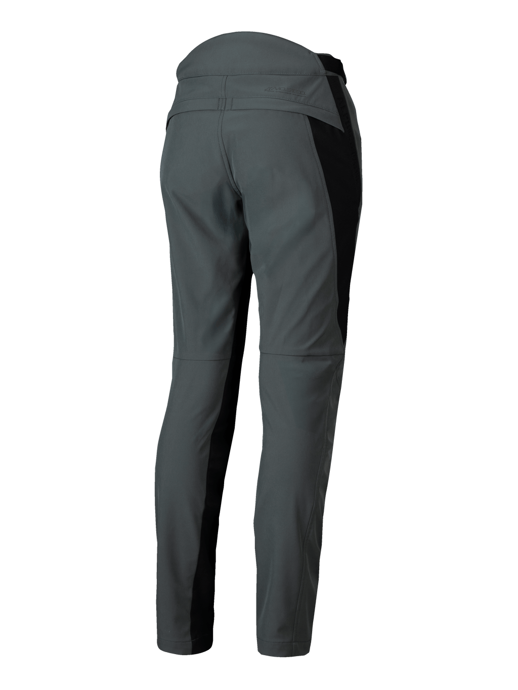 Alpinestars Alamosa damesbroek, urban grijs textiele motorbroek met zwarte zijpanelen, slim urban fit, achteraanzicht.