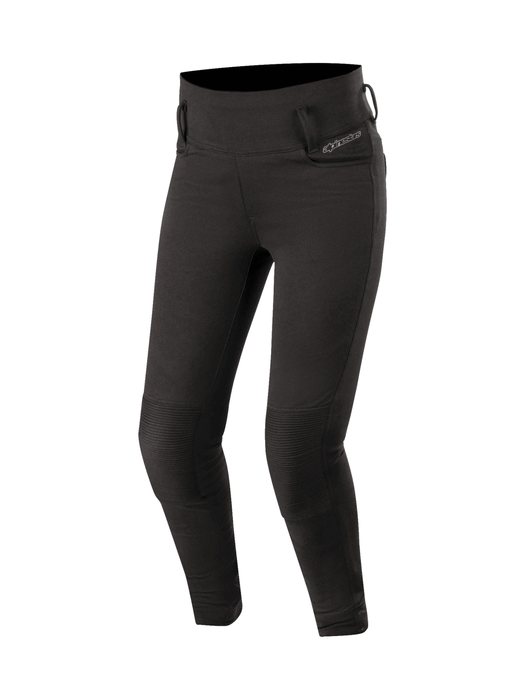 Alpinestars Banshee Damen-Leggings, Urban Motorradhose, Schwarz, mit CE-zertifiziertem Knieschutz und Akkordeon-Stretcheinsätzen
