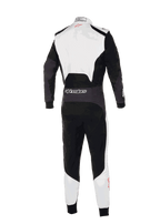 Alpinestars KMX-5 V3 Suit, back view of professional karting suit, White Black and Bright Red, featuring white upper back and lower legs with black main panels, Alpinestars branding on the rear waist, ergonomic design for competitive racing.