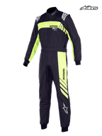 Alpinestars KMX-9 V3 Graphic 3 Jugend-Anzug, Karting-Anzug in Schwarz und Gelb Fluo, FIA-zertifizierter Rennanzug mit zweilagiger Konstruktion und Formel-1-inspirierten Epauletten