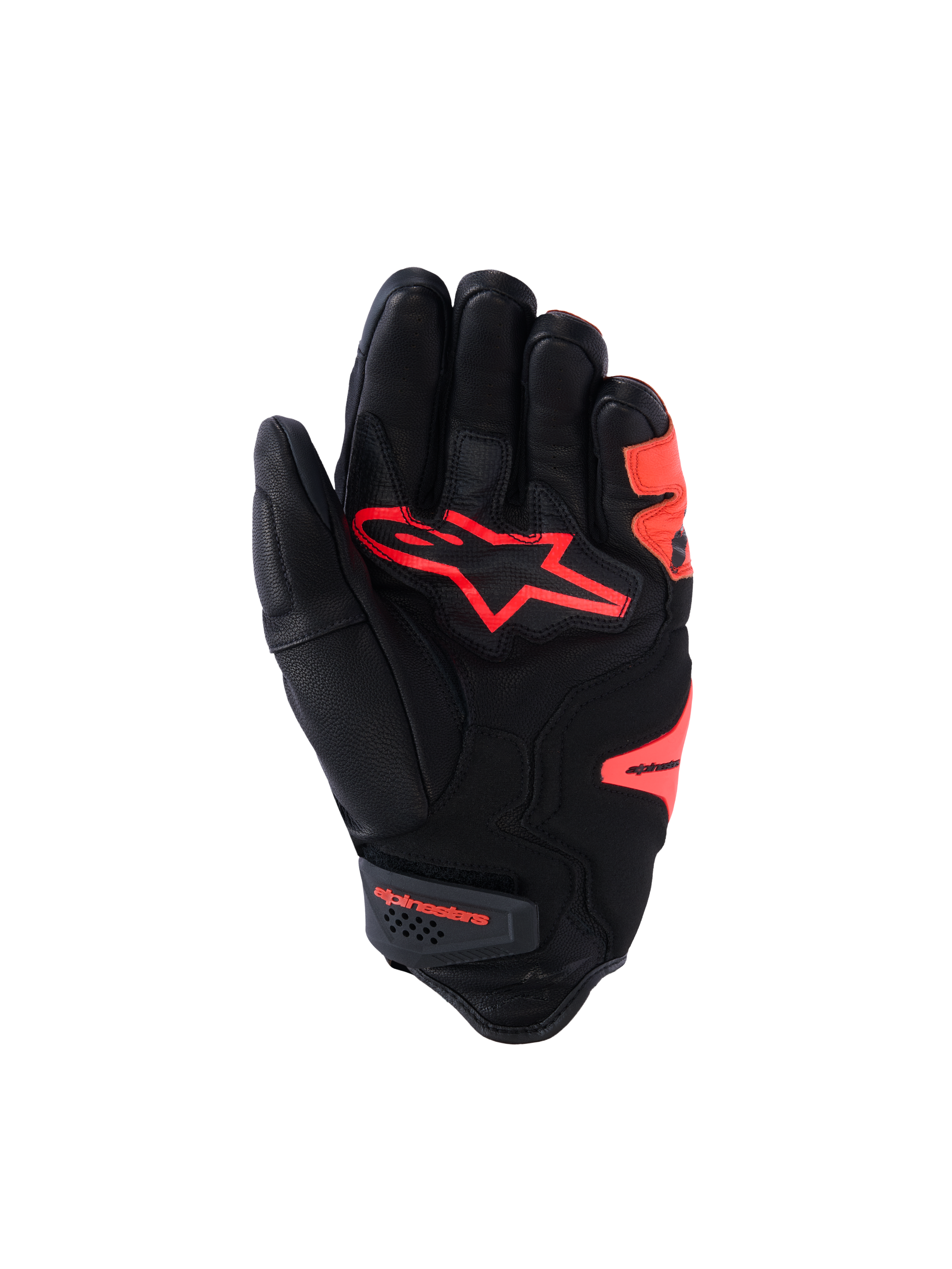 Alpinestars SP-R Tech, gants racing de moto pour homme à manchette courte, noirs et rouges, en cuir de chèvre, avec protection des articulations et paume renforcée
