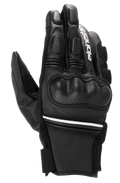 Gants en cuir Alpinestars Phenom, noir et blanc, gants de moto à manchette courte avec protection rigide des articulations, détails en cuir perforé, logo Alpinestars blanc sur l'index et liseré blanc au poignet