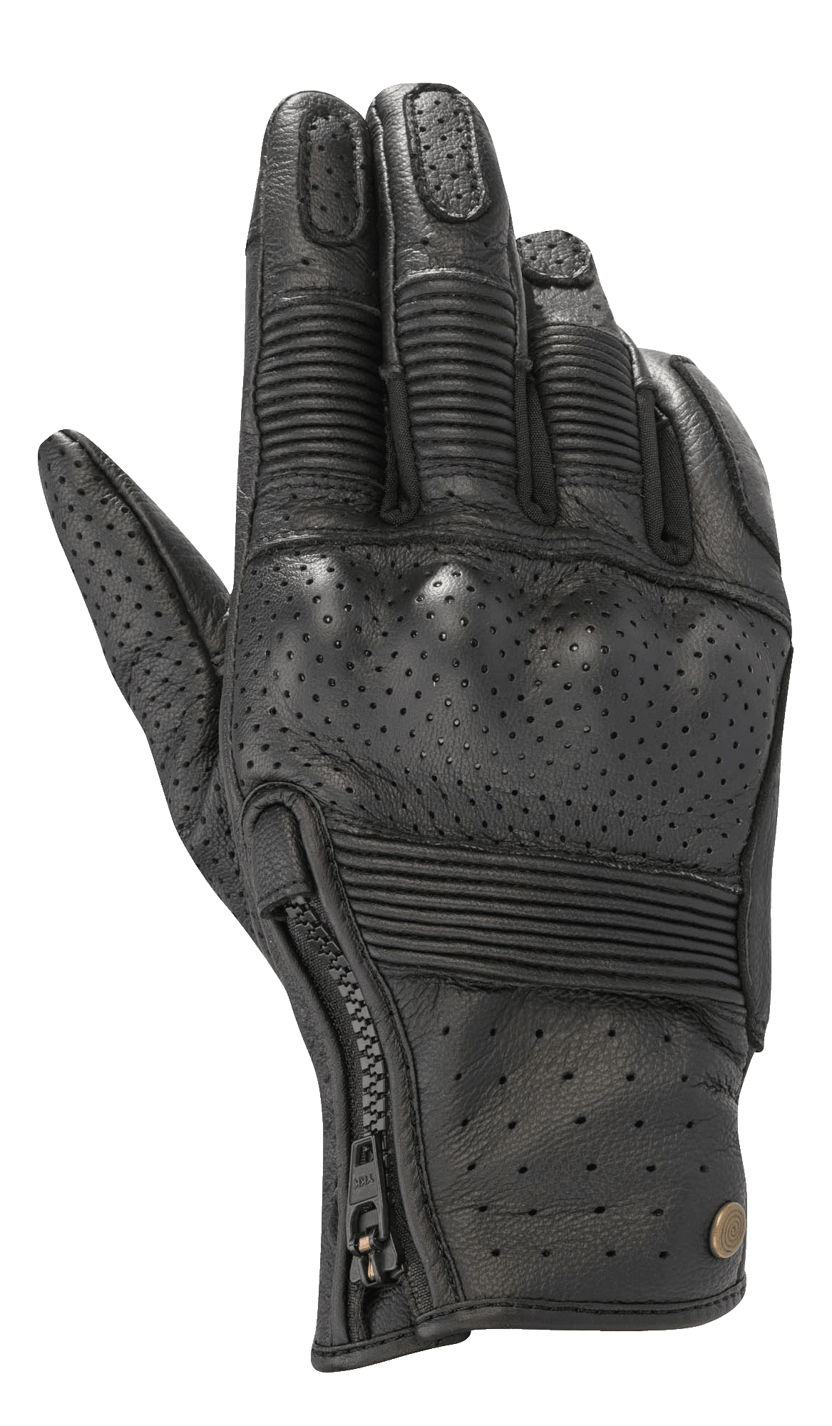 Alpinestars Rayburn V2 leren handschoenen, zwart, urban motorhandschoenen met geperforeerde lederen constructie, geribbelde accordeon-inzetstukken op de vingers en handrug, ritssluiting aan de zijkant en een op erfgoed geïnspireerde styling.