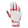 Alpinestars Dyno Leather Gloves, gants de moto, écru et rouge rubis, construction en cuir perforé, panneaux en accordéon sur les doigts, sangle de poignet ajustable, protection des articulations couverte