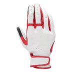 Alpinestars Dyno Leather Gloves, gants de moto, écru et rouge rubis, construction en cuir perforé, panneaux en accordéon sur les doigts, sangle de poignet ajustable, protection des articulations couverte