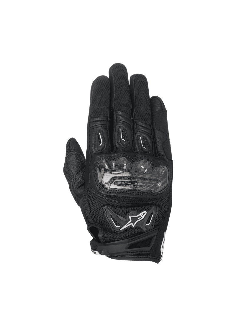 Alpinestars Stella SMX-2 Air Carbon V2 Motorradhandschuhe, Carbon-Knöchelschutz für Racing, Damen, Schwarz, Leder und 3D-Mesh.