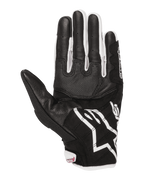 Alpinestars Stella SMX-2 Air Carbon V2 Damen-Handschuhe, Motorradhandschuhe, Handflächenansicht, Schwarz und Weiß mit fuchsiafarbenen Details, Leder- und Mesh-Konstruktion mit verstärkter Handfläche und Touchscreen-kompatiblen Fingerspitzen