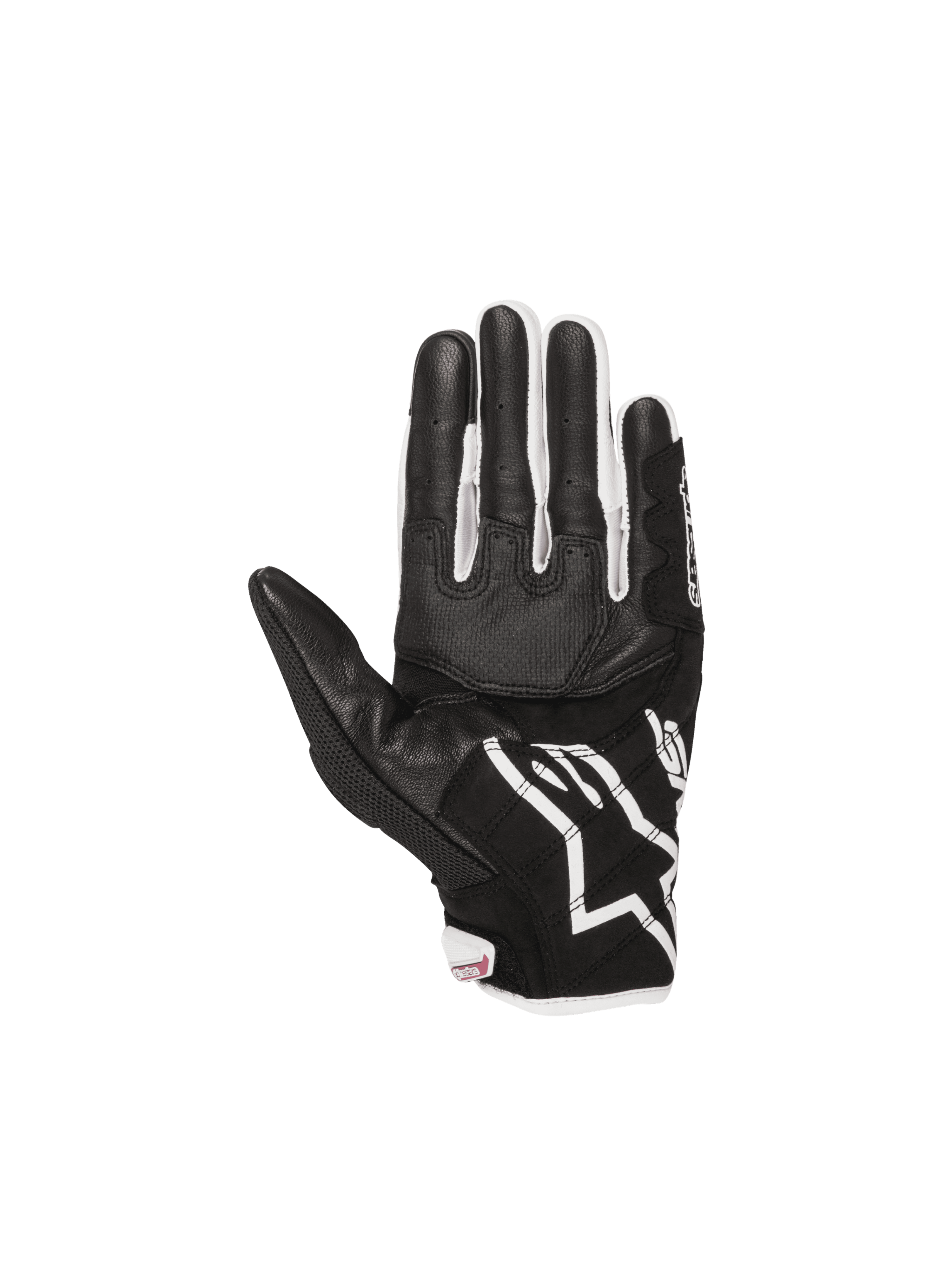 Alpinestars Stella SMX-2 Air Carbon V2, gants de moto pour femme, noirs et blancs, paume en cuir avec mesh 3D.