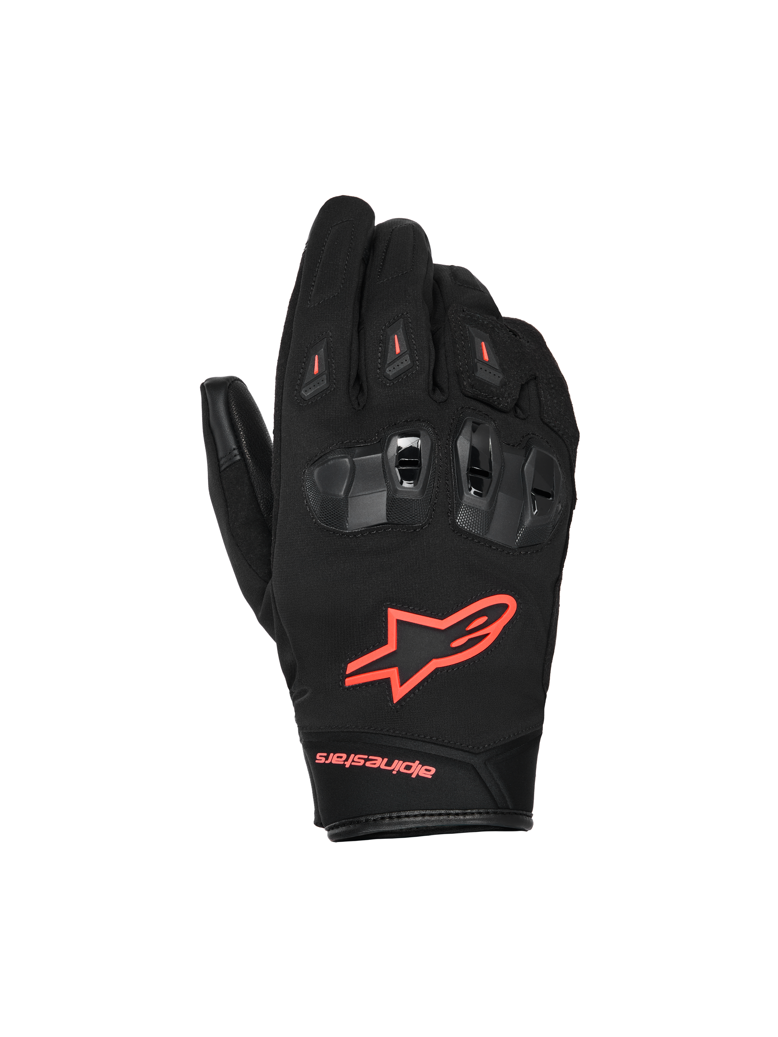 Alpinestars SP X Z waterdichte handschoenen, motorhandschoenen, zwart met fluorood, voorzien van gedeelde TPU-knokkelprotectoren met ventilatie, opvallend fluorood logo op de handrug en een duurzame constructie van textiel en leer voor prestaties in alle weersomstandigheden.