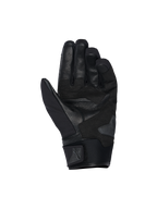 Gants Alpinestars SP X Z Waterproof, vue de la paume, Noir Noir, dotés d'une paume en cuir durable avec sections renforcées, d'une glissière de paume et d'une manchette en néoprène souple avec sangle réglable à logo Alpinestars.