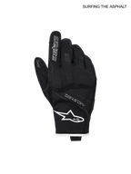 Gants de moto imperméables Moblast d'Alpinestars, gants urbains pour homme noirs et blancs, construction en textile Drystar et cuir de chèvre avec articulations en PU et certification CE