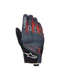 Alpinestars Moblast waterdichte handschoenen, motorhandschoenen, antraciet en zwart met oranje accenten, kort manchetontwerp met roodoranje lineaire graphics, wit Alpinestars sterlogo op het manchet en 'astars' branding op de vinger, technische textiel rugzijde voor bescherming in alle weersomstandigheden