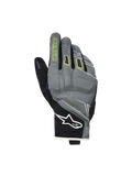 Alpinestars Moblast waterdichte handschoenen, motorhandschoenen, Fur Gray en zwart met Sulphur Yellow accenten, kort-manchet urban design, wit Astar-logo op de pols, neongele branding op de wijsvinger, waterdichte Drystar-prestaties voor woon-werkverkeer in het tussenseizoen