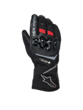 Gants Alpinestars WT-8 GORE-TEX Insulated, gants de moto d'hiver, noirs avec accents rouges et logos argentés, dotés d'une protection des articulations en TPU rigide, d'une manchette longue et de l'imperméabilité GORE-TEX pour la conduite par temps froid