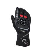 Gants Alpinestars WT-8 GORE-TEX Insulated, gants de moto d'hiver, noirs avec accents rouges et logos argentés, dotés d'une protection des articulations en TPU rigide, d'une manchette longue et de l'imperméabilité GORE-TEX pour la conduite par temps froid