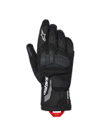 Gants isolants Alpinestars XT-3 Drystar®, gants de moto d'aventure, noirs avec logo blanc et boucle de tirage rouge, dotés d'une protection intégrée des articulations, construction en textile et daim, manchette mi-longue.