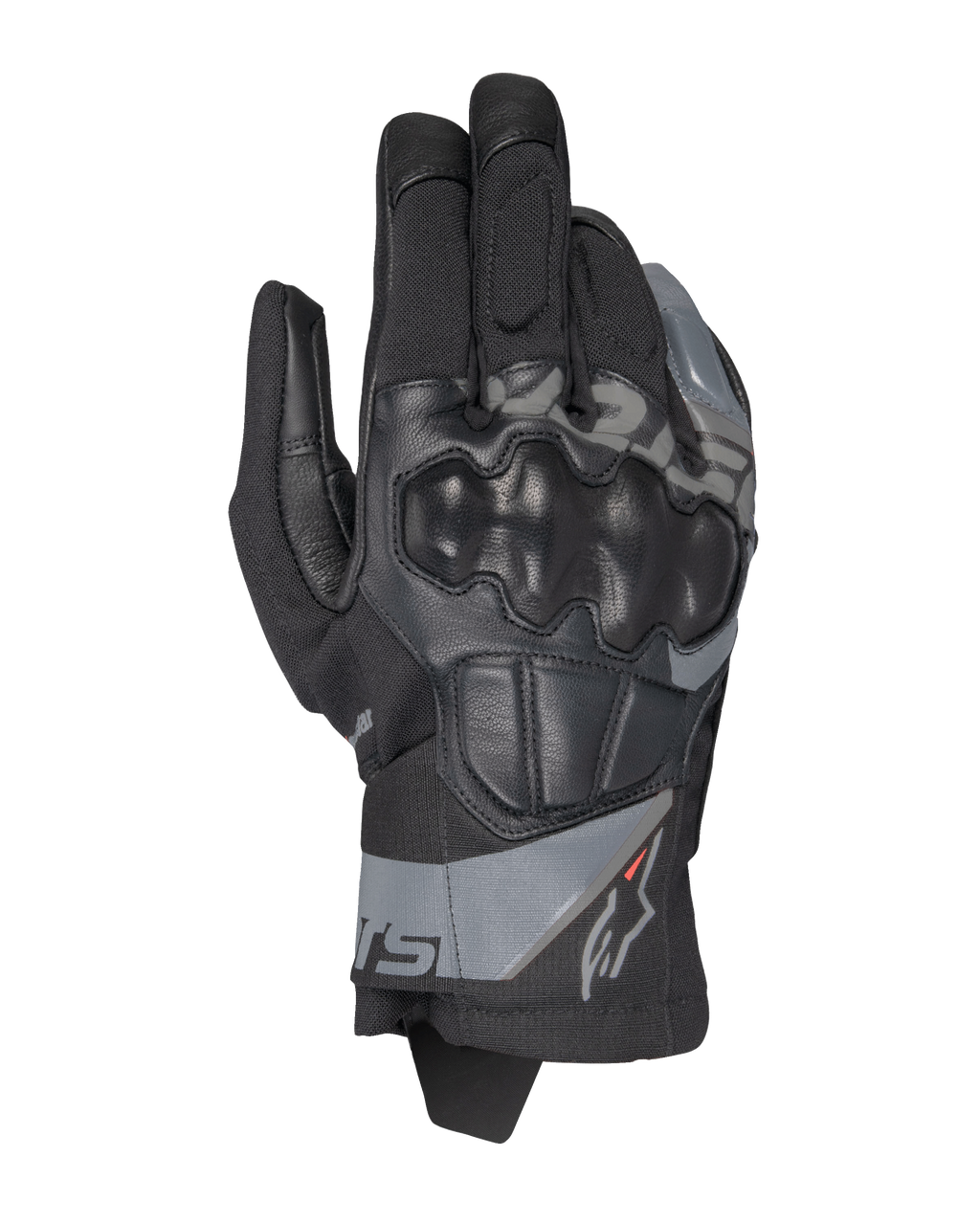 Gants Alpinestars Corozal V3 Drystar®, gants de moto aventure, noirs avec accents gris, protection rigide des jointures, construction mixte textile et cuir, technologie imperméable Drystar®
