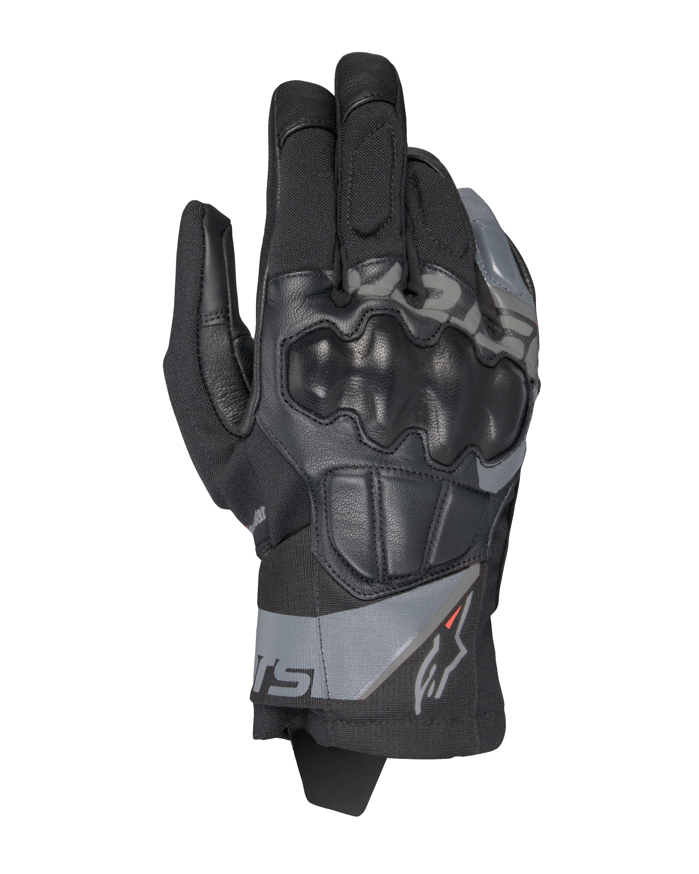 Alpinestars Corozal V3 Drystar® Handschuhe, Adventure-Motorradhandschuhe, Schwarz mit grauen Akzenten, Harter Knöchelschutz, Konstruktion aus Textil und Leder, Wasserdichte Drystar® Technologie