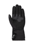Alpinestars Wt-1 Drystar® Insulated Gloves, Motorcycle Gloves, Black, palm view featuring reinforced textile grip areas, long cuff with white Alpinestars logo on the strap, weather-resistant construction for road riding