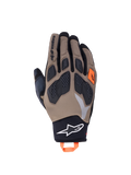Alpinestars Maxdura Drystar handschoenen, adventure motorhandschoenen, walnut en zwart met oranje accenten, flexibele TPR-knokkels en waterdichte constructie