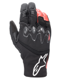 Alpinestars Hyde XT Drystar® XF Gloves, Motorcycle Adventure Touring Gloves, Black and Bright Red, featuring an extended viscoelastic knuckle guard, waterproof textile and leather construction, and white Alpinestars logo on the cuff