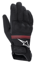 Alpinestars HT-3 Heat Tech Drystar® handschoenen, verwarmde motorhandschoenen, zwart met rode strepen en wit logo, voorzien van bedieningsknop voor elektronische verwarming op de manchet, versterkte knokkels, duurzame textielconstructie