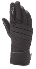 Alpinestars SR-3 V2 Drystar® handschoenen, zwarte waterdichte motor-toerhandschoenen, gauntlet-stijl met gewatteerde geribbelde rugzijde, wit sterlogo op de wijsvinger en een Drystar® performance label