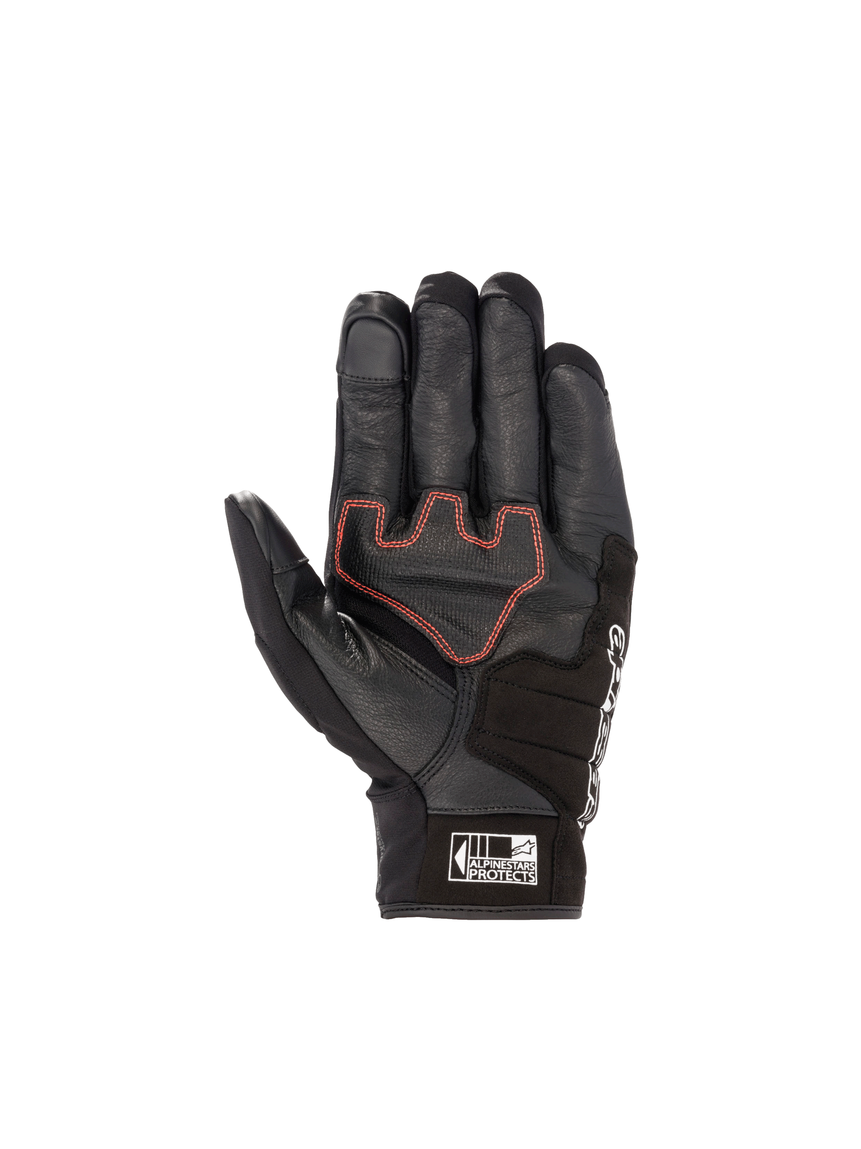 Alpinestars Honda SMX Z Drystar handschoenen, waterdichte motorhandschoenen, zwart en helder rood, geitenleer met versterkte palm, CE-gecertificeerd.