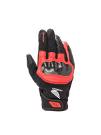 Alpinestars Honda SMX Z Drystar® motorhandschoenen, waterdicht zwart en helder rood geitenleer, met harde knokkelbescherming.