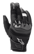 Alpinestars SMX Z Drystar®, gants de moto à manchette courte, noirs, avec protection rigide des articulations à l'aspect fibre de carbone, construction en cuir et textile, logo Alpinestars blanc et technologie imperméable Drystar®