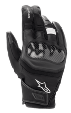 Alpinestars SMX Z Drystar®, gants de moto à manchette courte, noirs, avec protection rigide des articulations à l'aspect fibre de carbone, construction en cuir et textile, logo Alpinestars blanc et technologie imperméable Drystar®