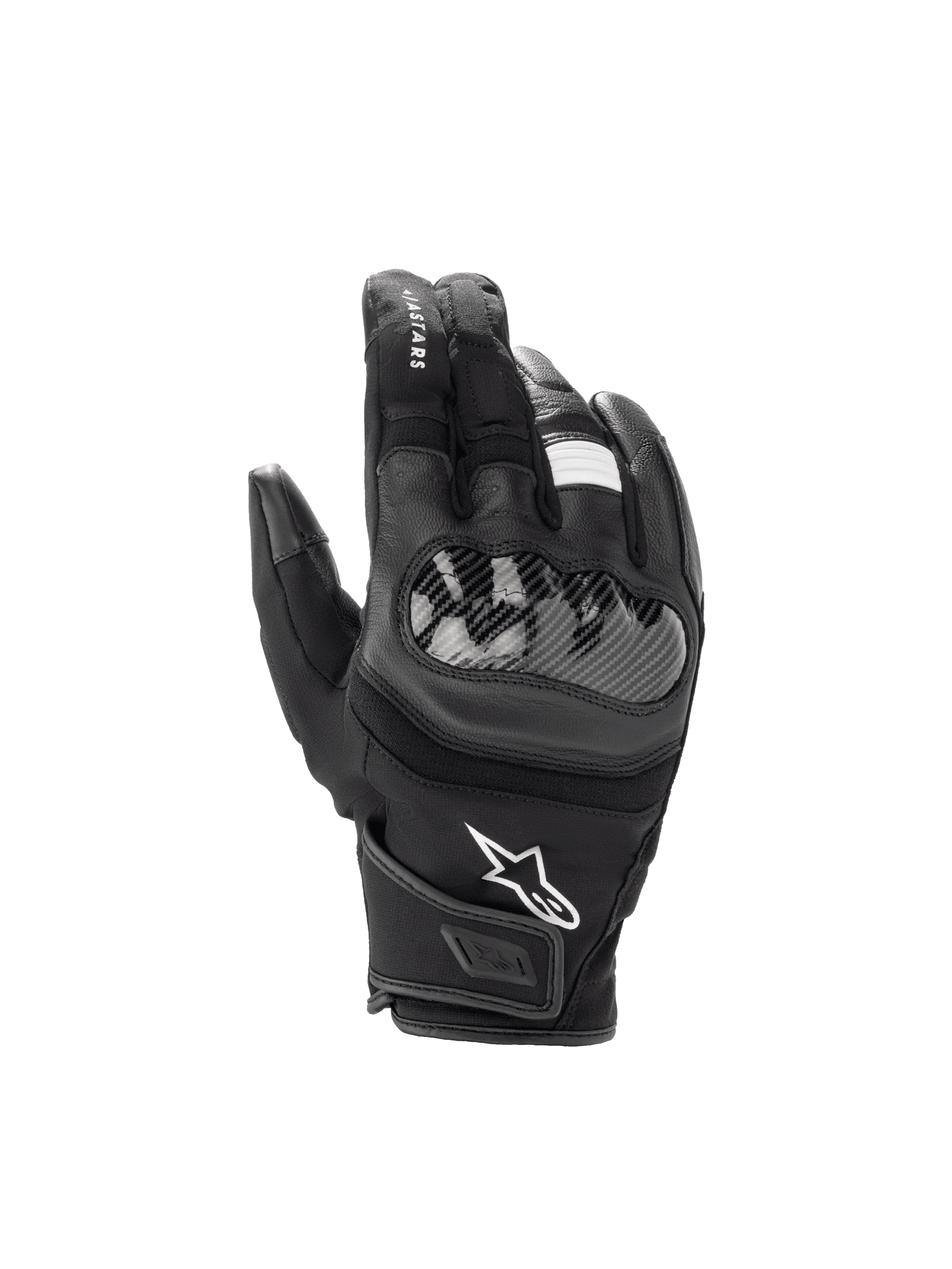 Alpinestars SMX Z Drystar®, gants de moto noirs pour homme, imperméables avec protection rigide et manchette courte en cuir.