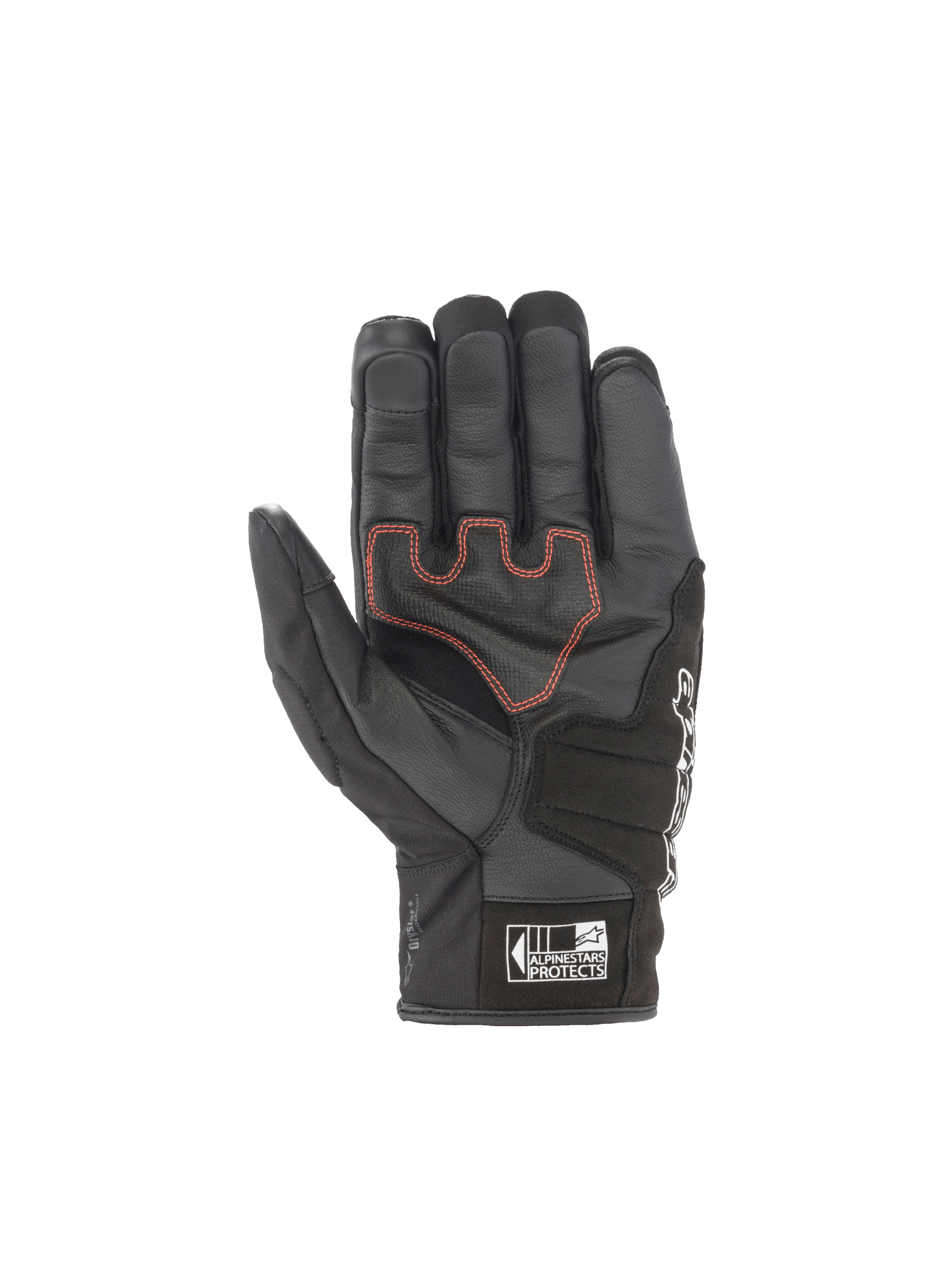 Alpinestars SMX Z Drystar® handschoenen, waterdichte motorhandschoenen voor heren, zwart met rode stiksels, geitenleer.