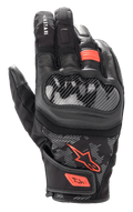 Alpinestars SMX Z Drystar® handschoenen, motorhandschoenen, zwart en fluo rood, harde knokkelbeschermer in koolstofvezelstijl, constructie van leer en textiel, waterdicht ontwerp met korte manchet