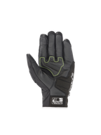 Gants Alpinestars SMX Z Drystar, gants de moto imperméables, noirs avec surpiqûres vert fluo, paume protectrice en cuir de chèvre