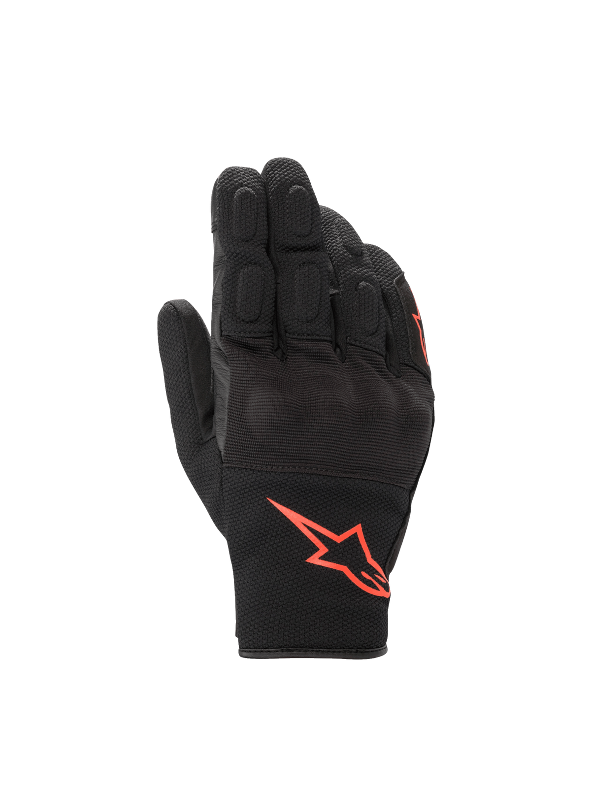 Alpinestars S-Max Drystar Gloves, black and red fluorescent waterproof motorcycle road gloves with knuckle protection.